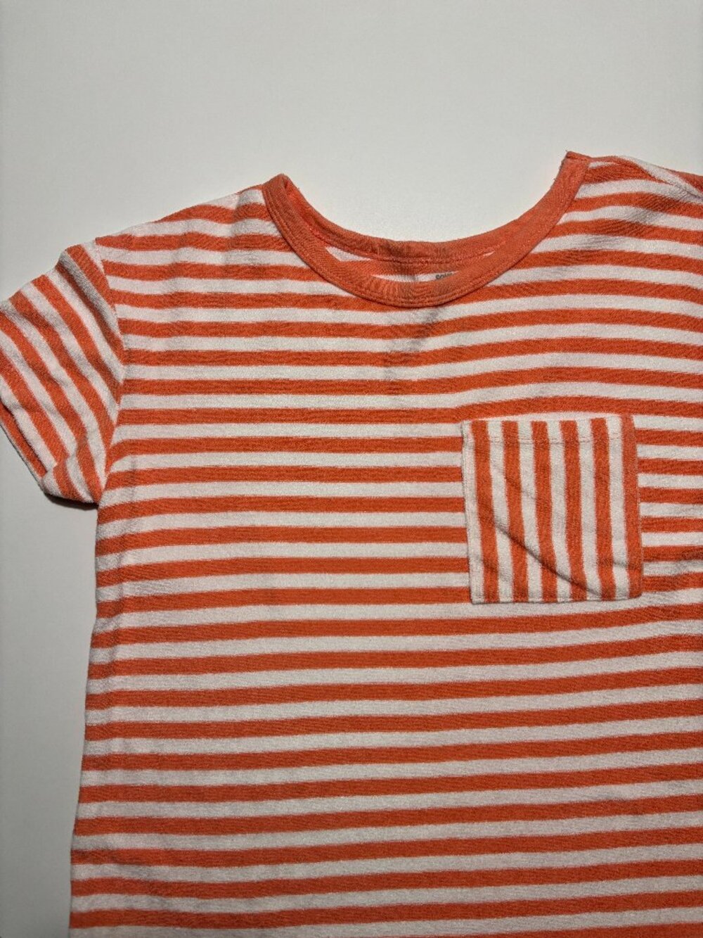 Sonoma White & Peach Stripe Terry Cloth Cotton Summer Dress